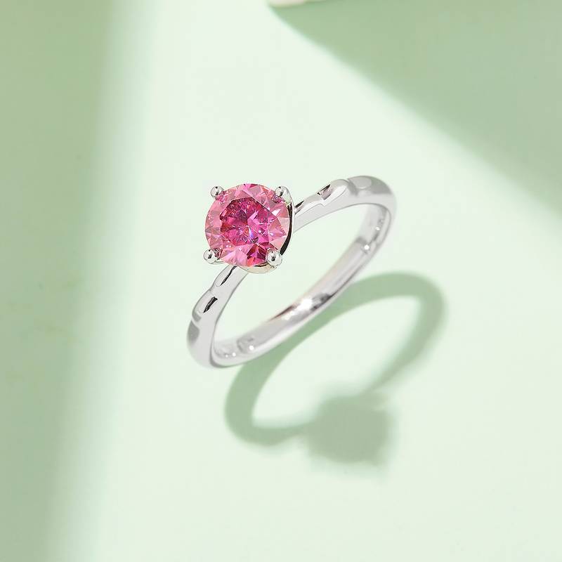 直臂小风车S925银镀白金MoissaniteWomen's Ring1ctD级